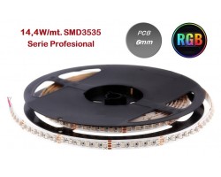 Tira LED 5 mts Flexible 72W 300 Led SMD 3535 IP20 ancho 6mm RGB, Serie Profesional